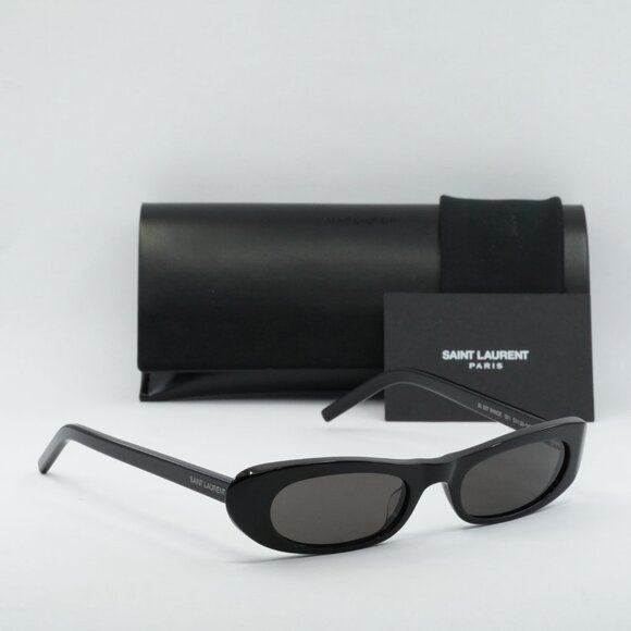Saint Laurent SL557 SHADE 001 Oval Sunglasses - Black - Picture 5 of 10